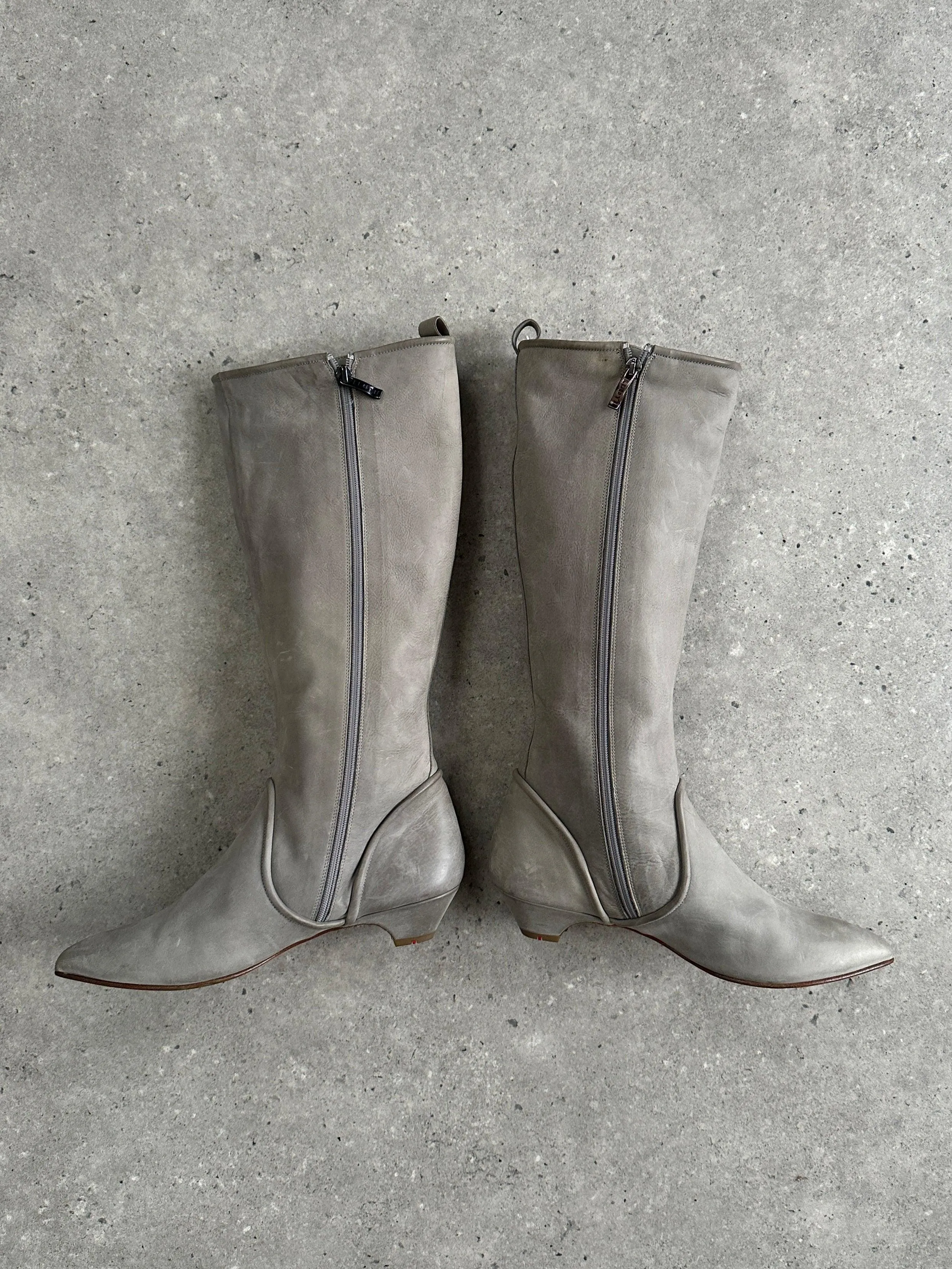 Italian Vintage Nubuck Leather Knee Boots - UK 3 1/2 / EUR 4 1/2