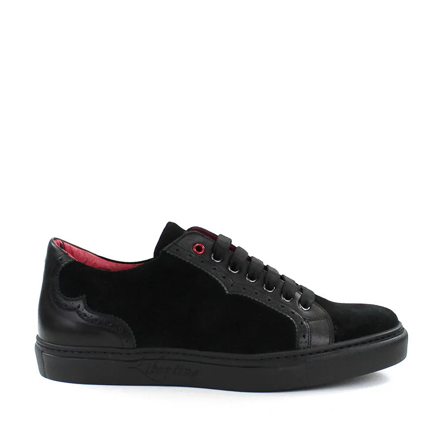 Jeffery West - Apolo Velour Leather Trainers in Black
