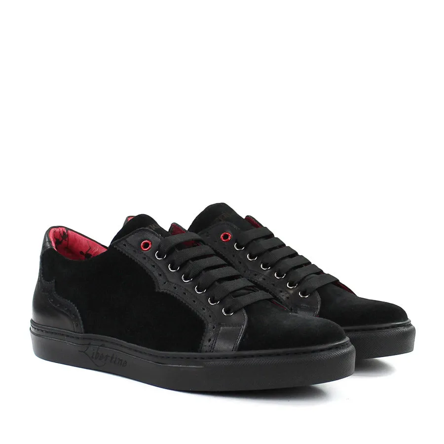 Jeffery West - Apolo Velour Leather Trainers in Black