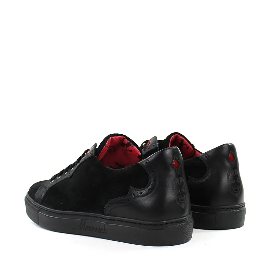 Jeffery West - Apolo Velour Leather Trainers in Black