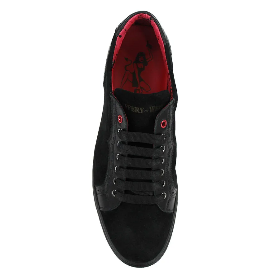 Jeffery West - Apolo Velour Leather Trainers in Black