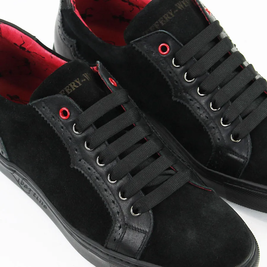 Jeffery West - Apolo Velour Leather Trainers in Black