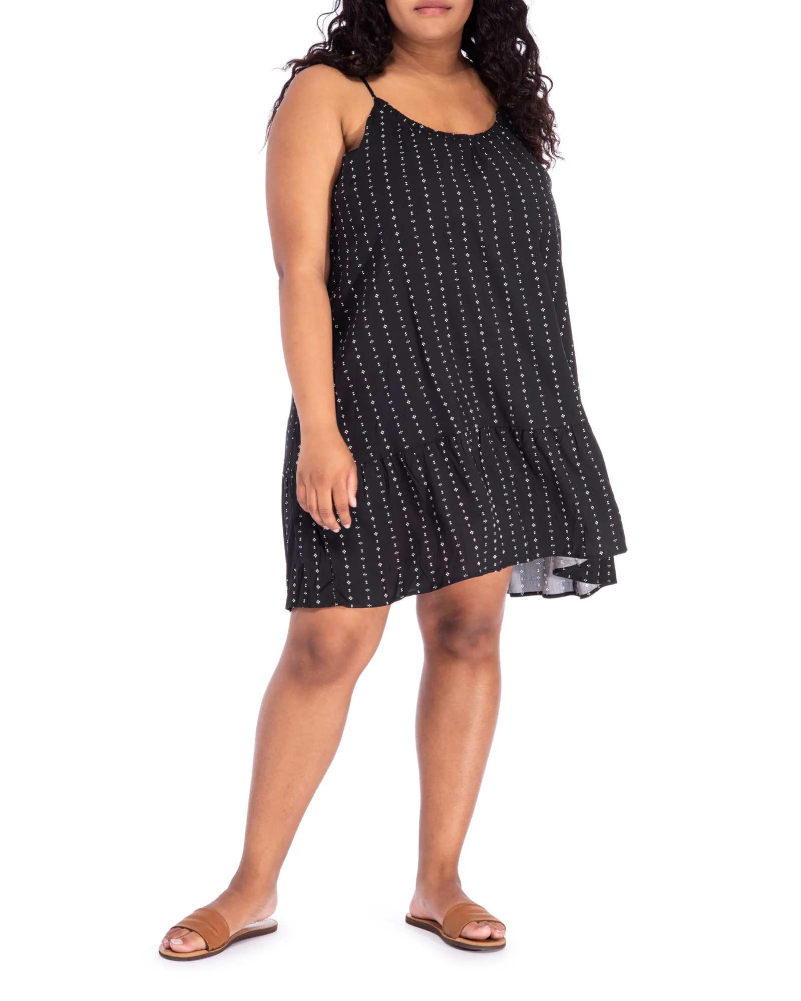 Katie Ruffle Hem Dress | Black / White