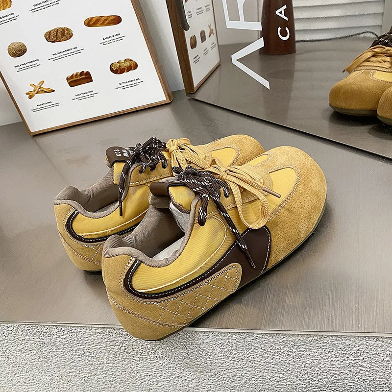 Lace Up Round Toe Flat Sneakers