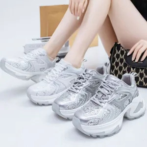 Lace Up Sequined Detail Platform Sneakers