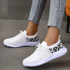 Leopard Breathable Mesh Lace Up Athletic