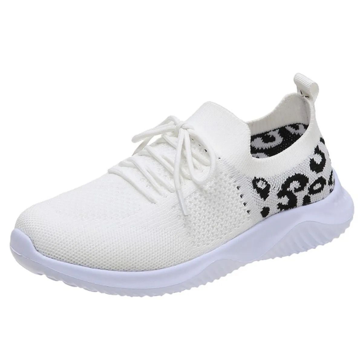 Leopard Breathable Mesh Lace Up Athletic