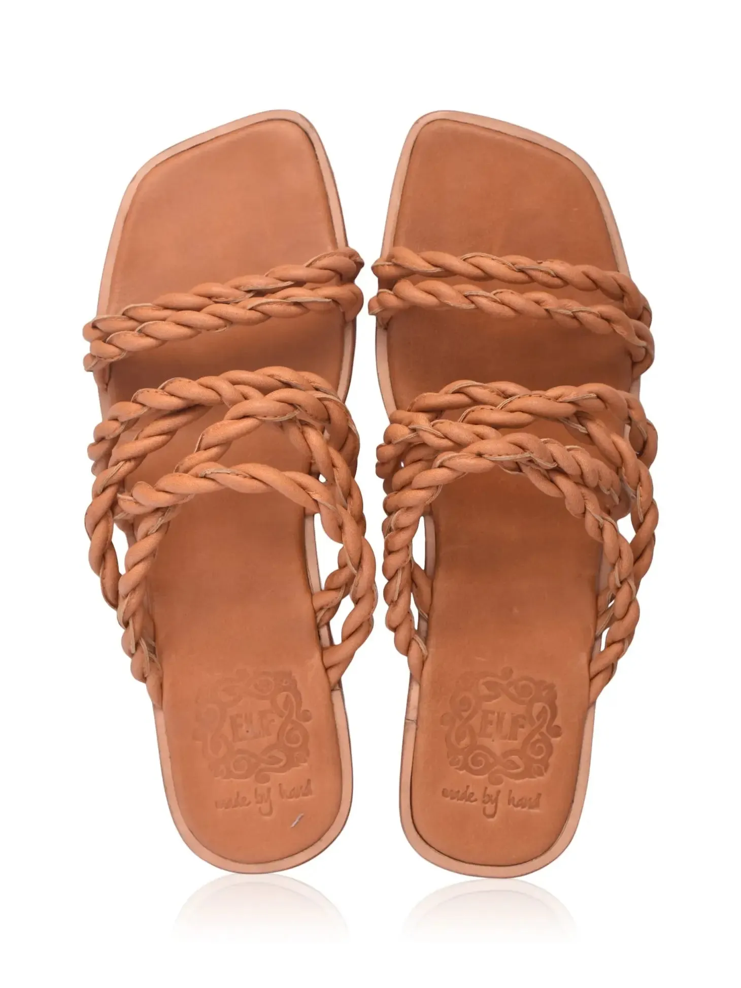 Marli Woven Leather Slides | Dark Tan