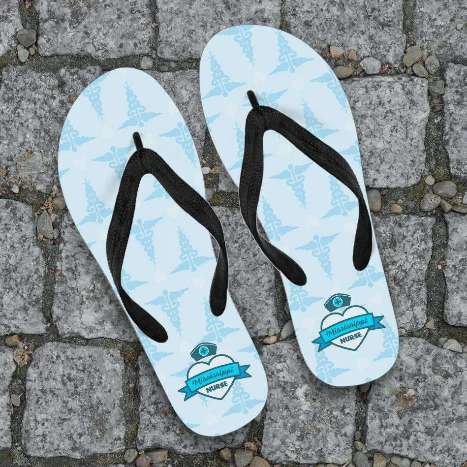 Mississippi Nurse Blue Flip-Flops