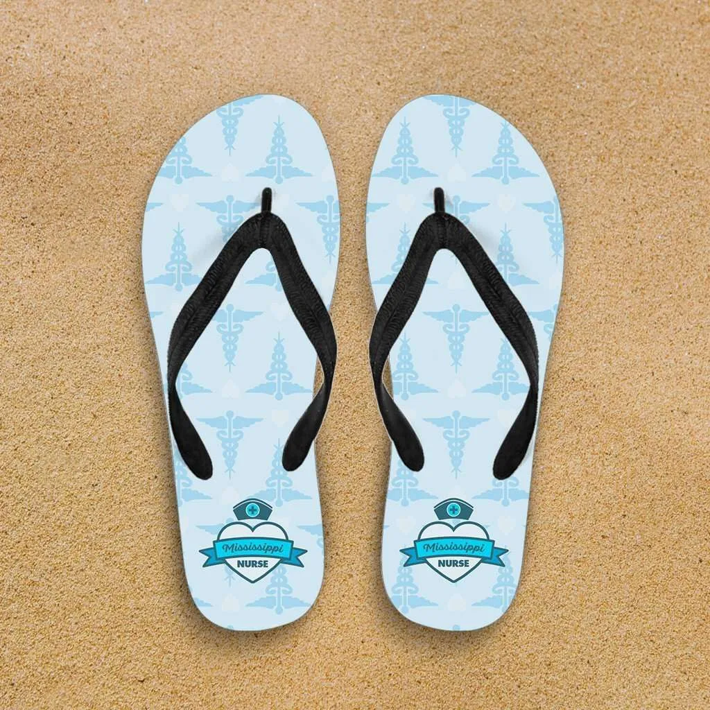 Mississippi Nurse Blue Flip-Flops