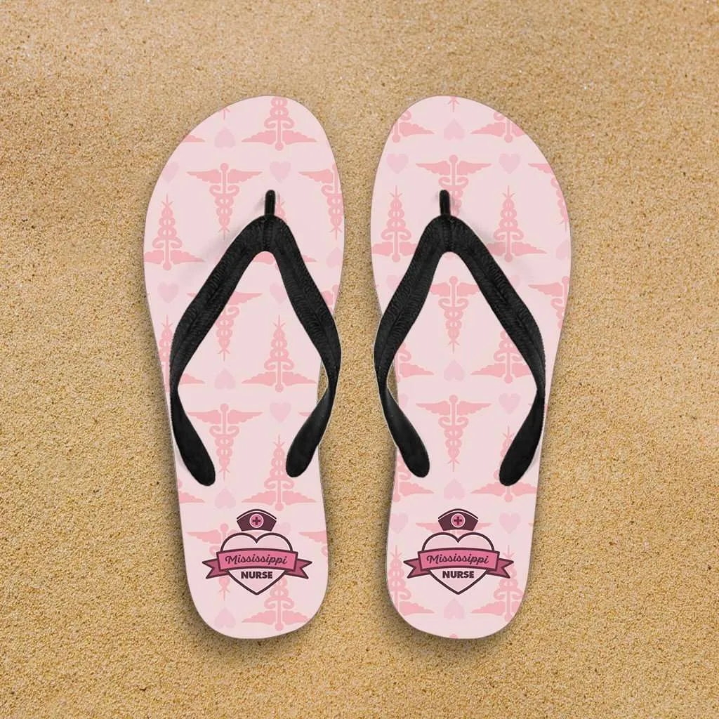 Mississippi Nurse Flip-Flops Pink