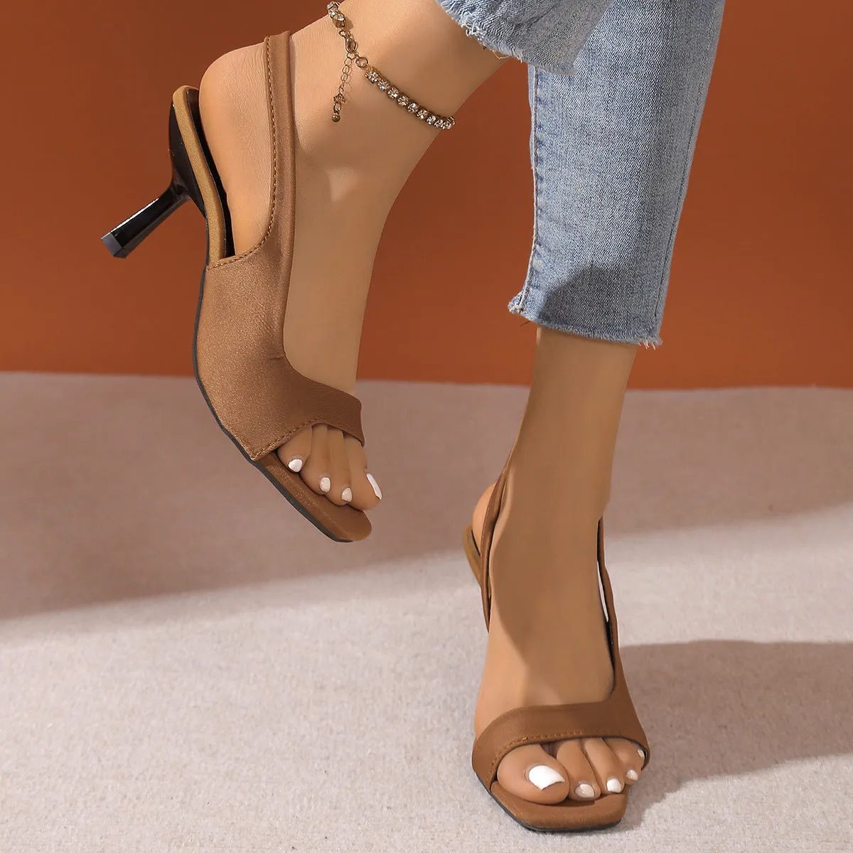 Open Toe Kitten Heel Sandals