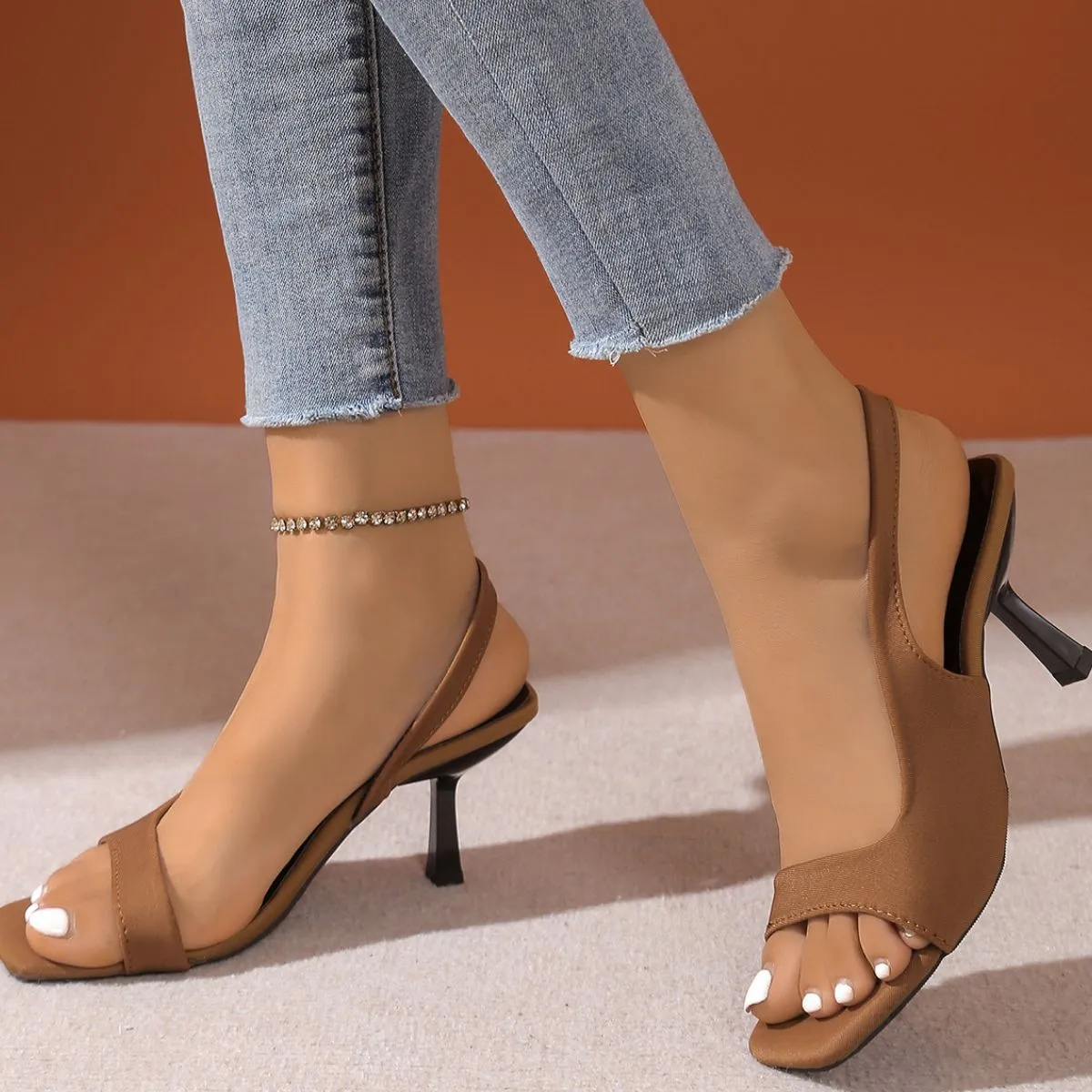 Open Toe Kitten Heel Sandals