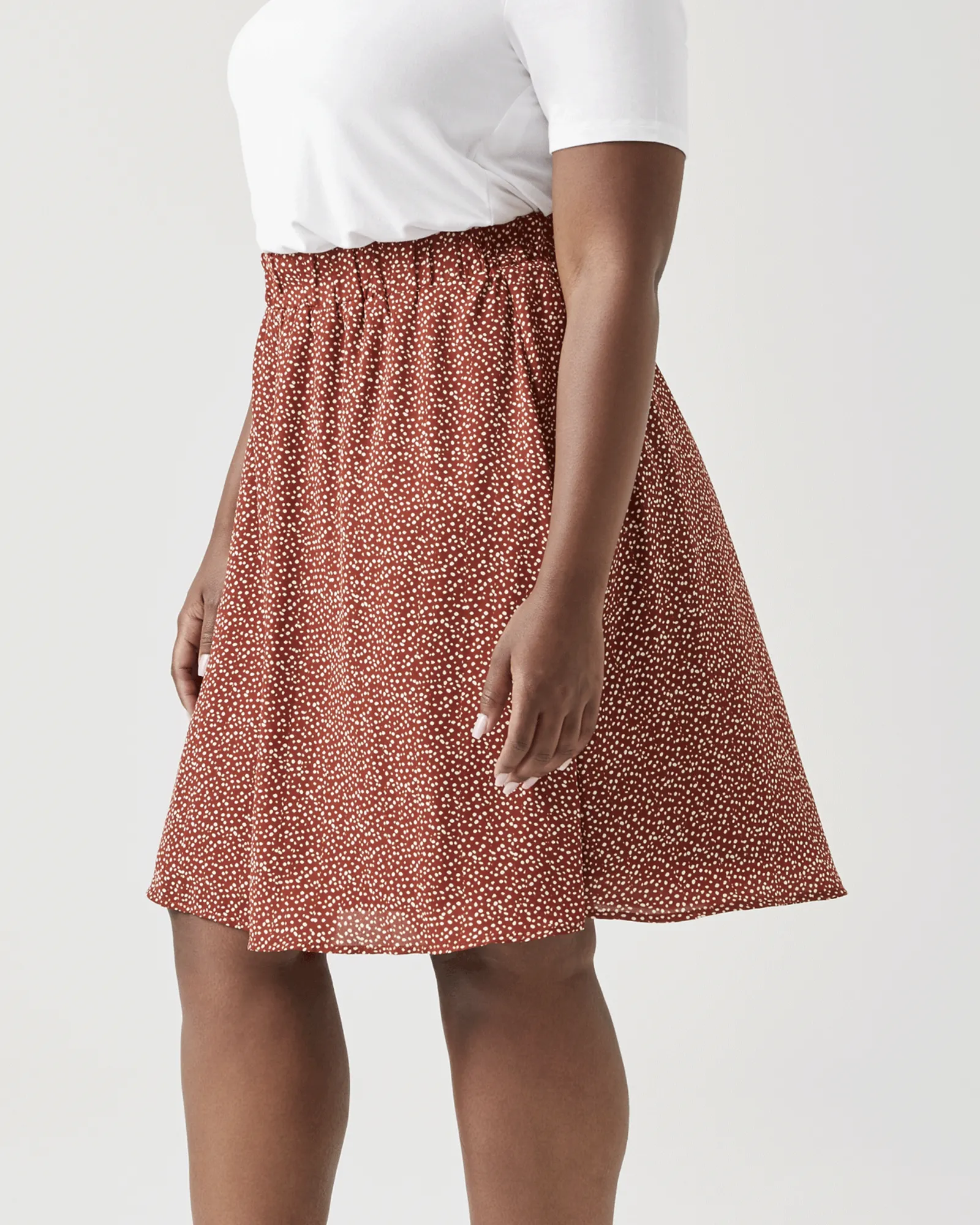 Orchid A-Line Flowy Skirt | Orange / White