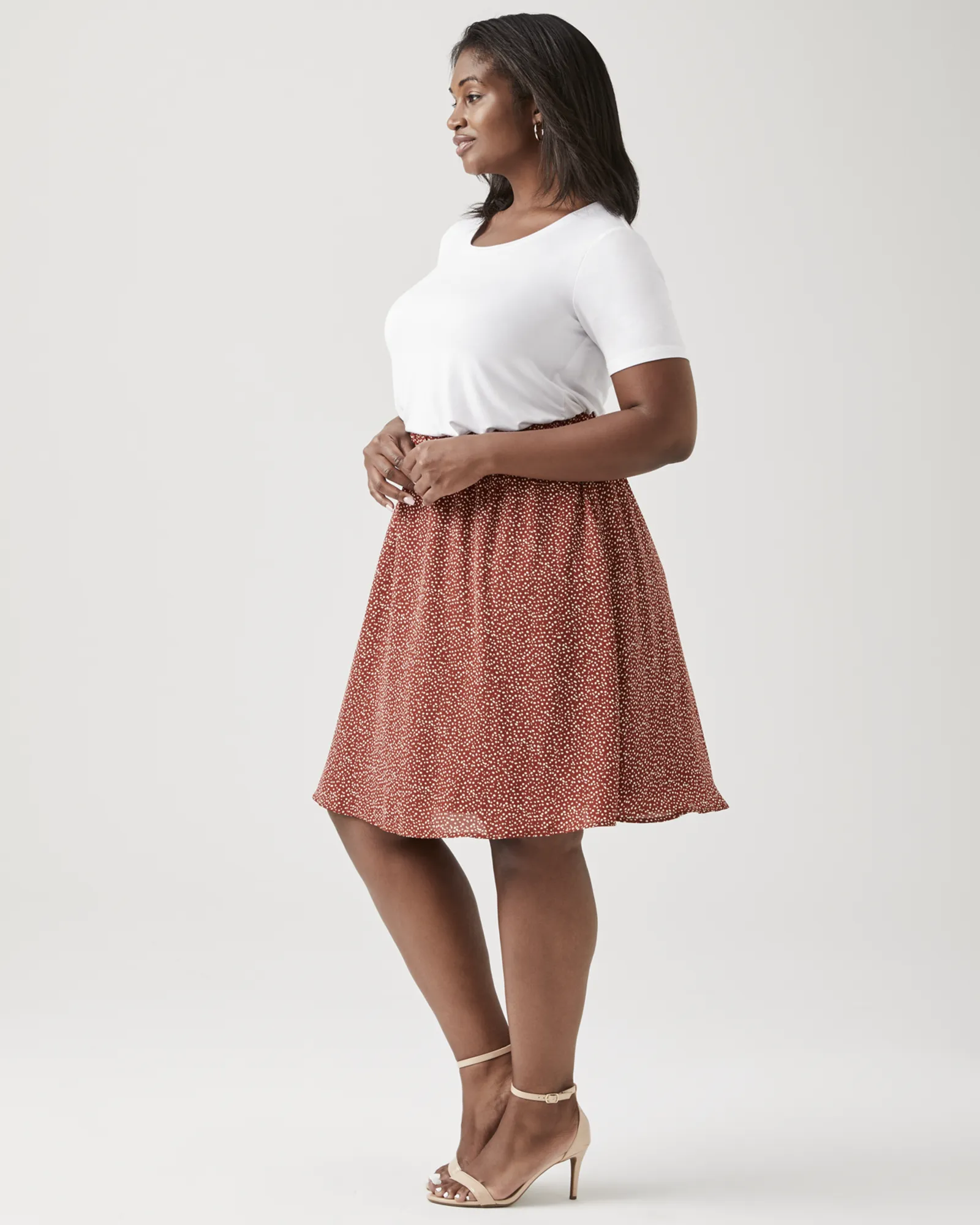 Orchid A-Line Flowy Skirt | Orange / White