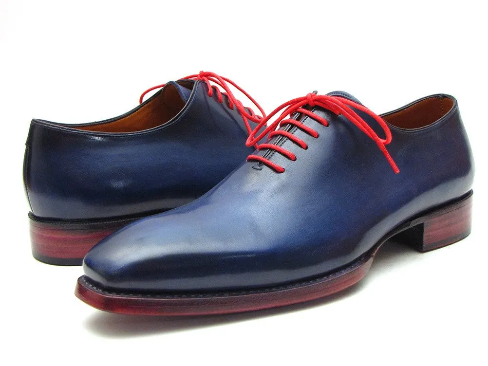 Paul Parkman Hand- Painted Navy Blue Goodyear Welted Wholecut Oxfords