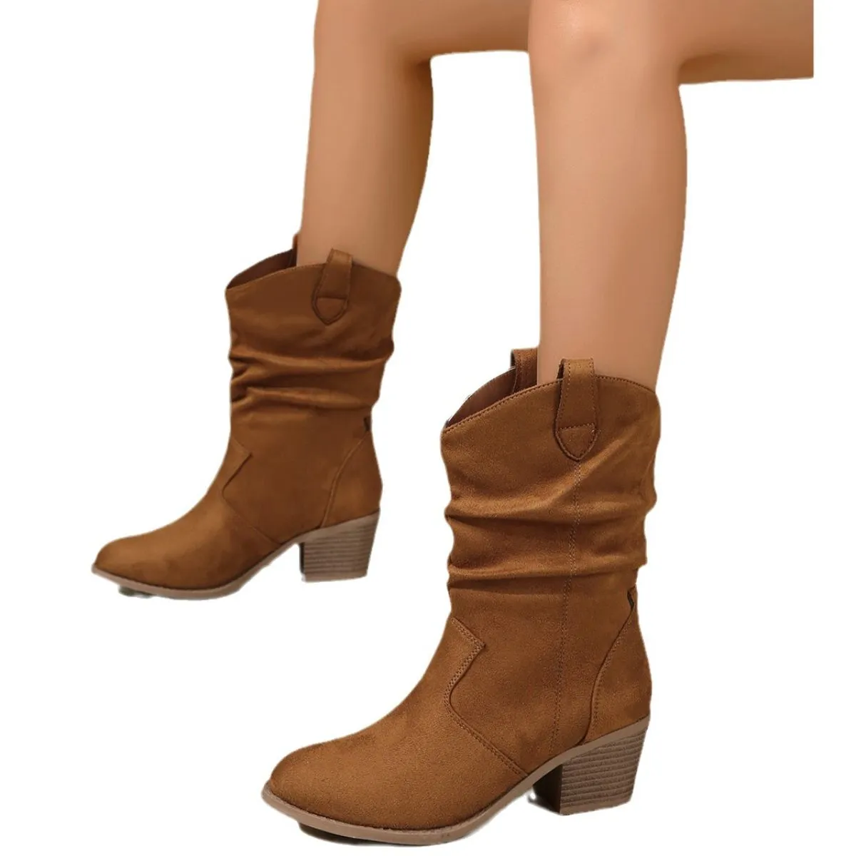 Point Toe Block Heels Boots
