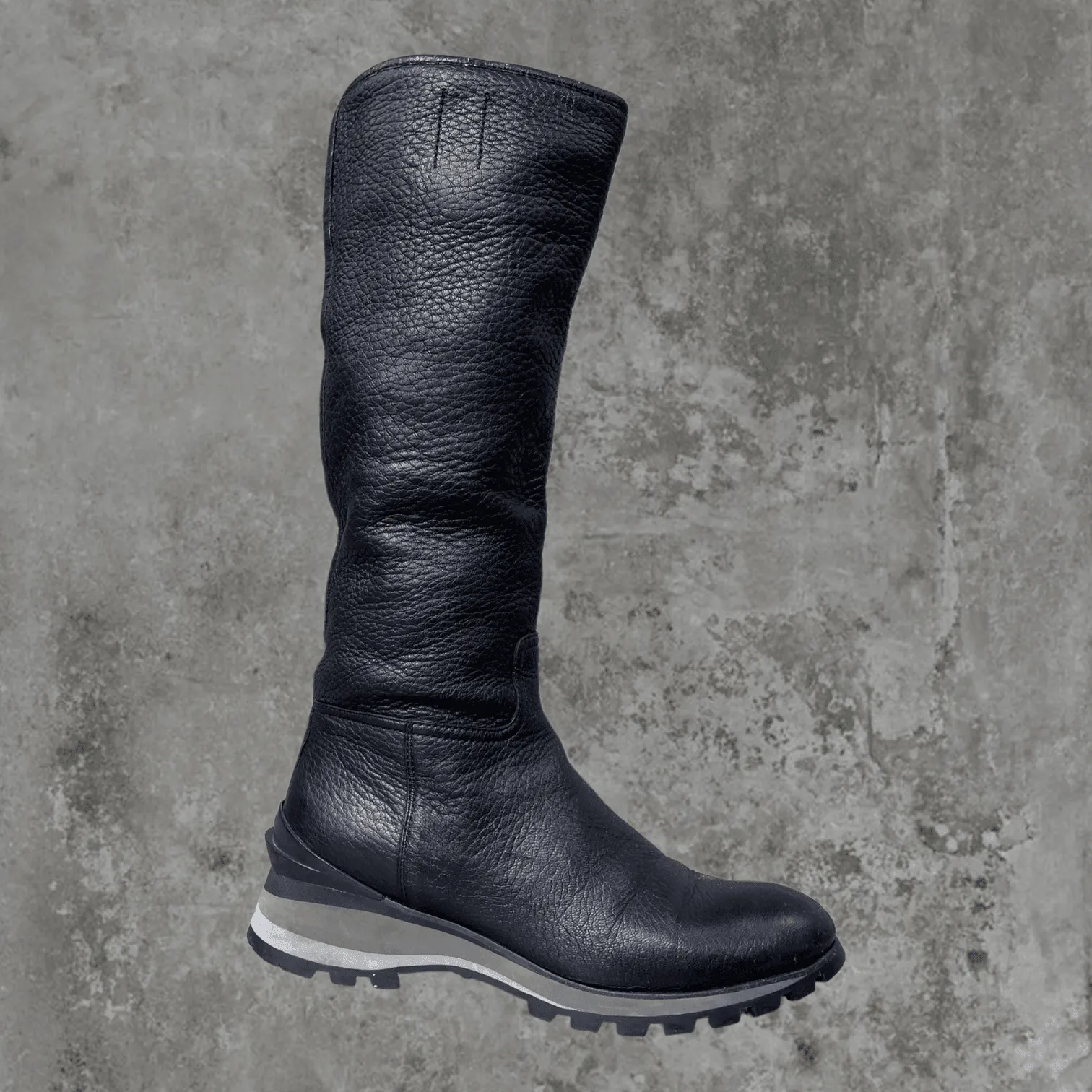 PRADA LEATHER VIBRAM SOLE BOOTS