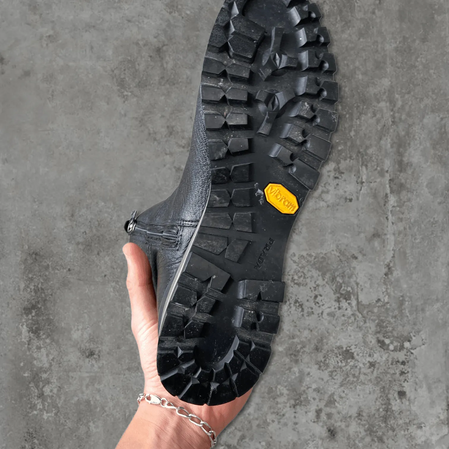 PRADA LEATHER VIBRAM SOLE BOOTS