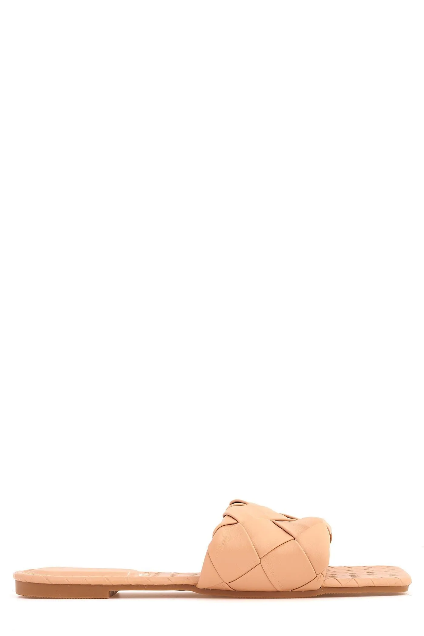 Raffia Crossover Plait Band Slider in Nude