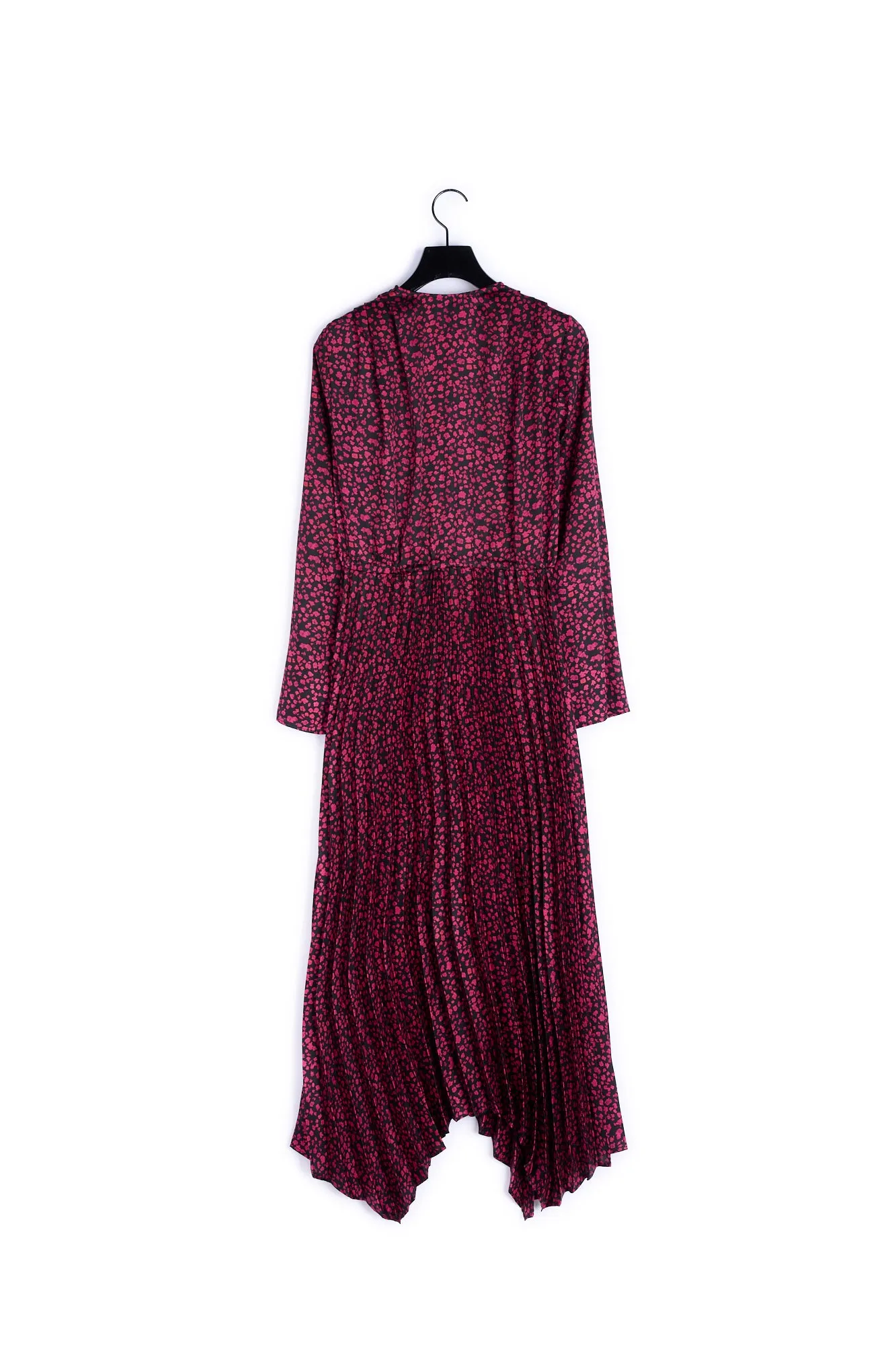Robe longue noire imprimée boutonnée