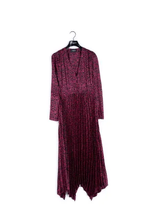 Robe longue noire imprimée boutonnée