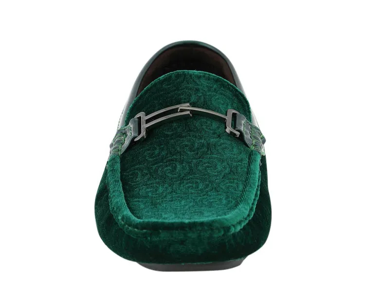 Roberto Green Men's Velvet Green Driving Moccasins