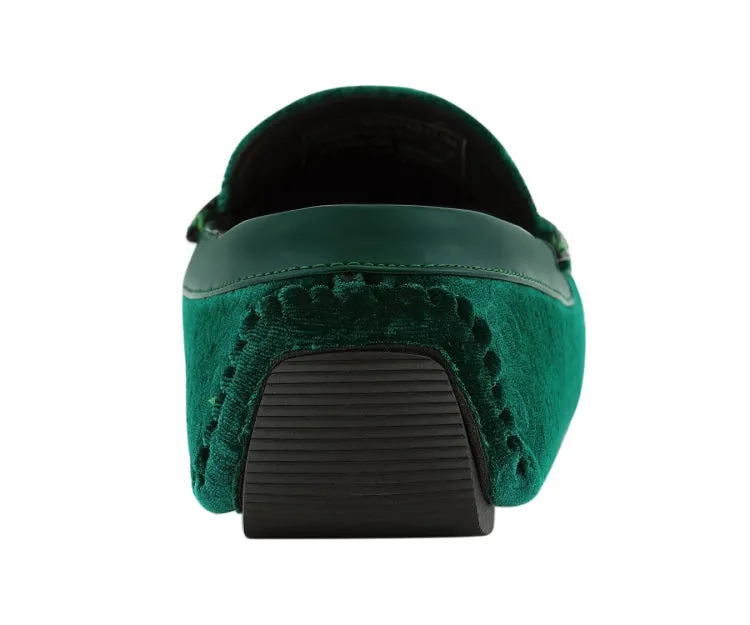 Roberto Green Men's Velvet Green Driving Moccasins
