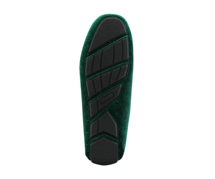 Roberto Green Men's Velvet Green Driving Moccasins