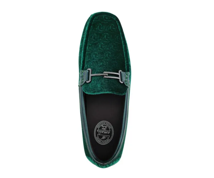 Roberto Green Men's Velvet Green Driving Moccasins