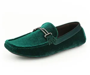 Roberto Green Men's Velvet Green Driving Moccasins