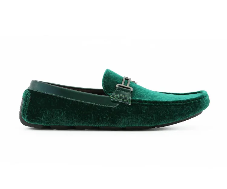 Roberto Green Men's Velvet Green Driving Moccasins