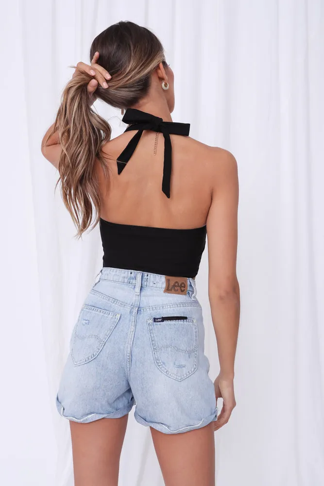 Roman Villa Crop Top Black