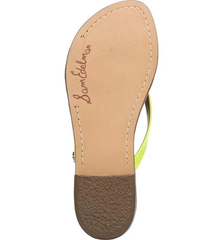 Sam Edelman Gracie Thong Slip On Slide Flat Sandals NEON YELLOW (8, NEON YELLOW)