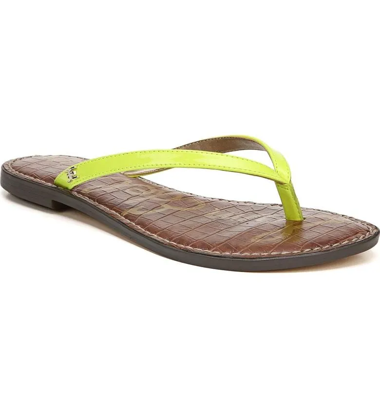 Sam Edelman Gracie Thong Slip On Slide Flat Sandals NEON YELLOW (8, NEON YELLOW)