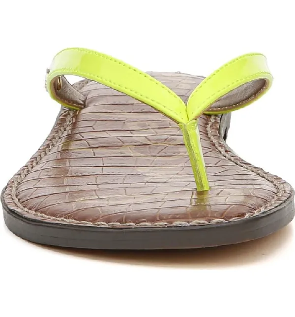 Sam Edelman Gracie Thong Slip On Slide Flat Sandals NEON YELLOW (8, NEON YELLOW)