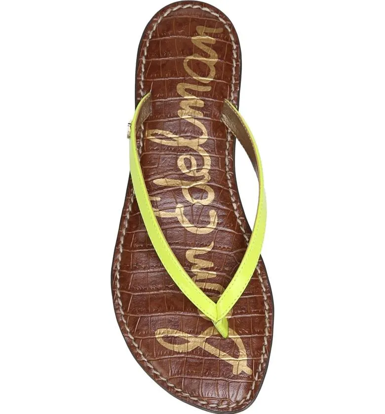 Sam Edelman Gracie Thong Slip On Slide Flat Sandals NEON YELLOW (8, NEON YELLOW)