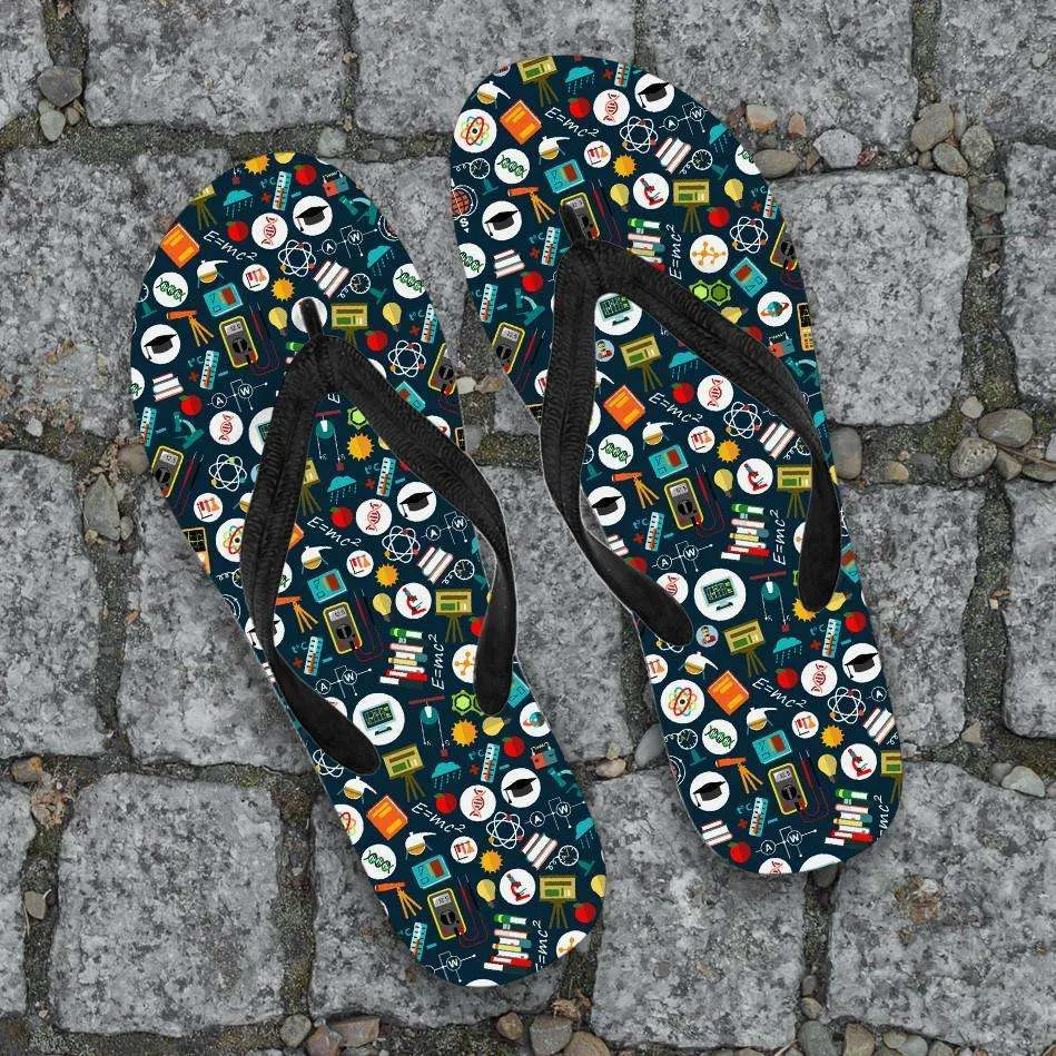 School Images all over print Teacher Flip-Flops
