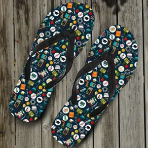 School Images all over print Teacher Flip-Flops