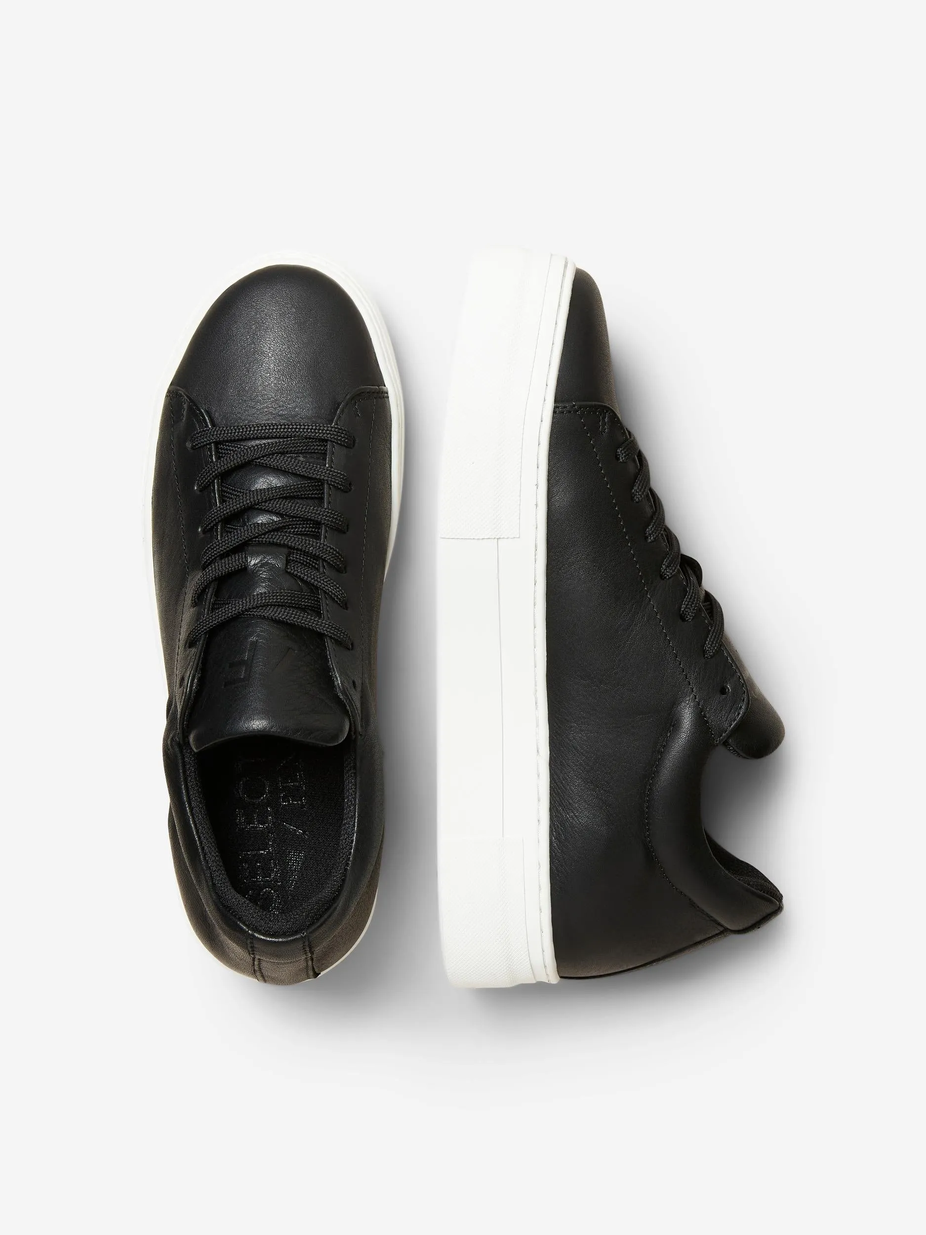 SLF Hailey Leather Trainer in Black