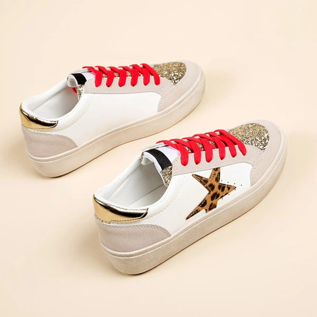 Star Sequin Round Toe Platform Sneakers