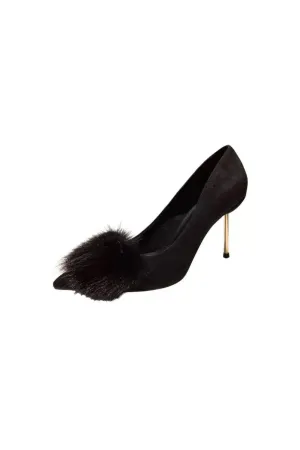 Suede Point Toe Stiletto Pumps