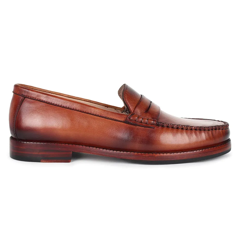 Tan Mirror Glossed Classic Moccasins