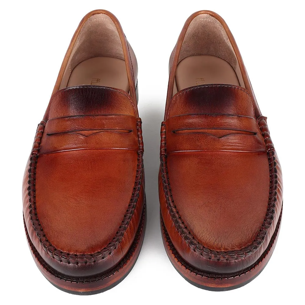 Tan Mirror Glossed Classic Moccasins