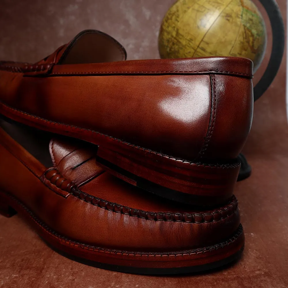 Tan Mirror Glossed Classic Moccasins