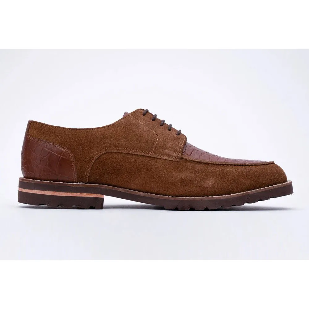 Tan Suede Dual Tone Croco Derbies
