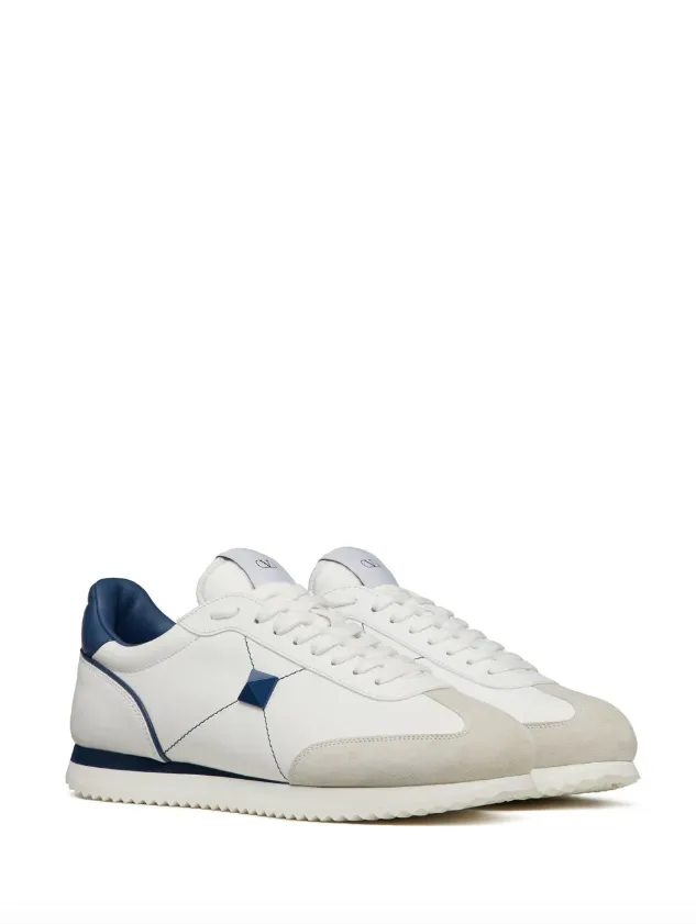 Valentino Garavani Stud Around Low-Top Trainer in Calfskin and Nappa Leather