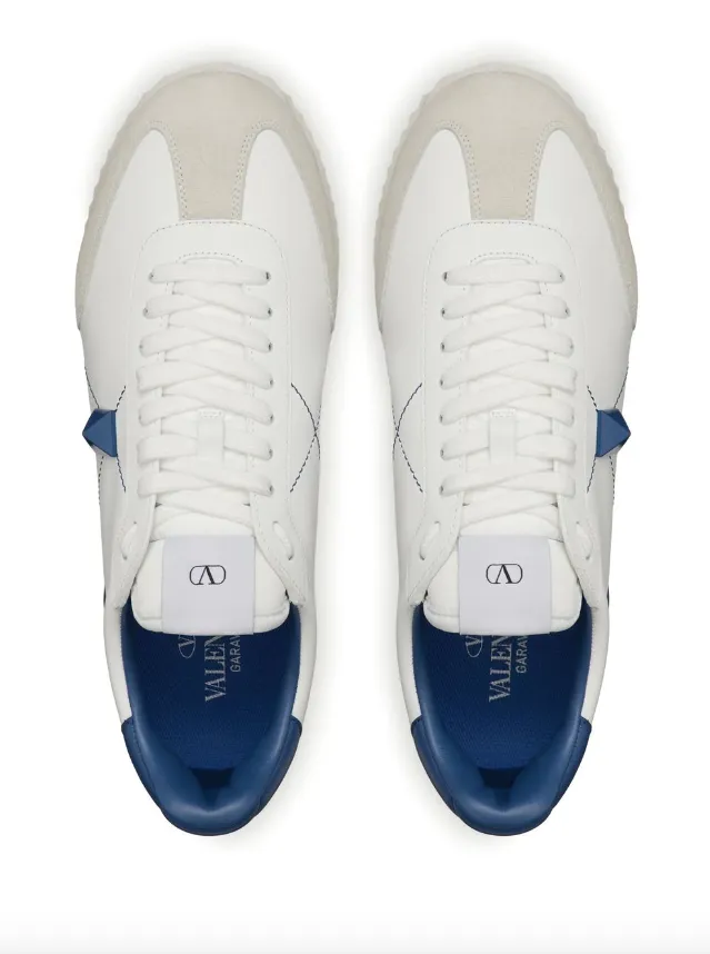 Valentino Garavani Stud Around Low-Top Trainer in Calfskin and Nappa Leather