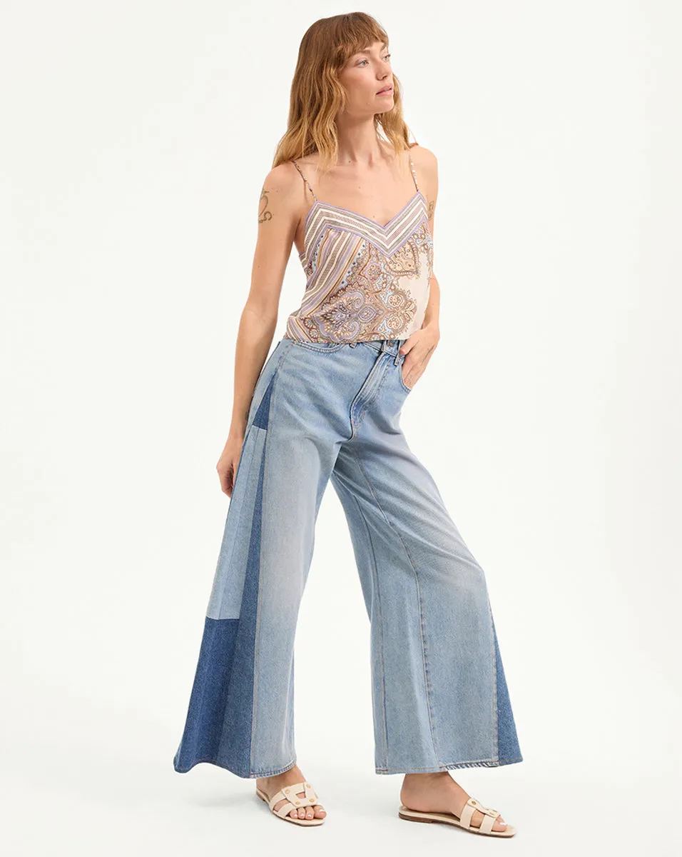 Vicki Patchwork Wide-Leg Jean