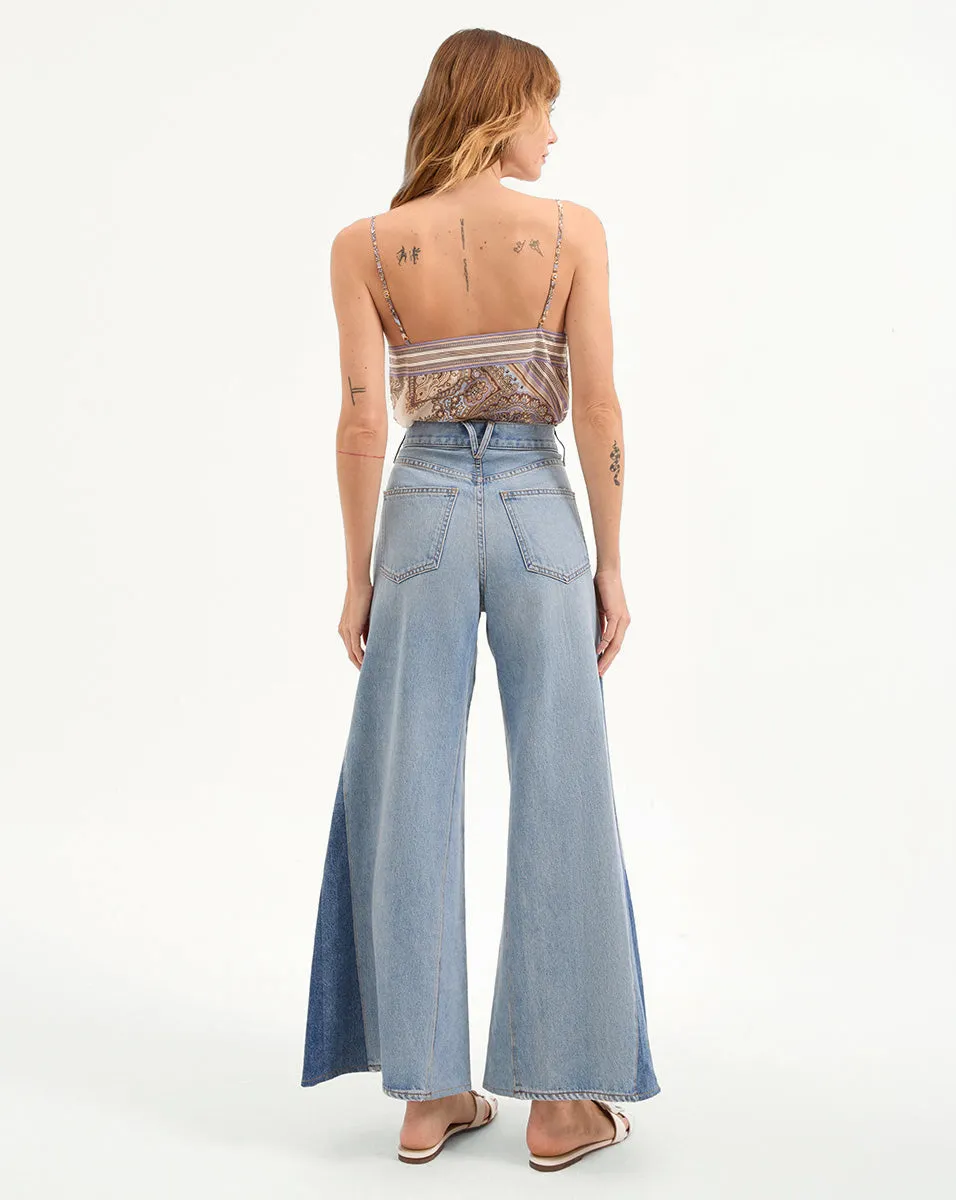 Vicki Patchwork Wide-Leg Jean